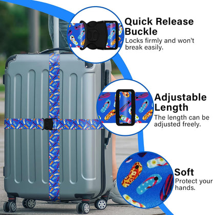 2 Pack Luggage Straps for Suitcases, Adjustable Travel Belt with Double Lock and Quick Release Buckle, Heavy Duty Nylon Bag Packing Strap, Bright Identifiers Business Travel Accessories-Colorful Block - Colors B