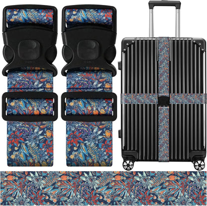 2 Pack Luggage Straps for Suitcases, Adjustable Travel Belt with Double Lock and Quick Release Buckle, Heavy Duty Nylon Bag Packing Strap, Bright Identifiers Business Travel Accessories-Colorful Block - Colors B