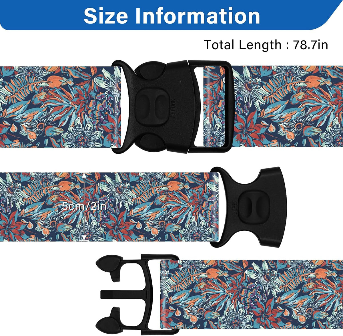 2 Pack Luggage Straps for Suitcases, Adjustable Travel Belt with Double Lock and Quick Release Buckle, Heavy Duty Nylon Bag Packing Strap, Bright Identifiers Business Travel Accessories-Colorful Block - Colors B