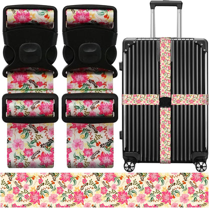 2 Pack Luggage Straps for Suitcases, Adjustable Travel Belt with Double Lock and Quick Release Buckle, Heavy Duty Nylon Bag Packing Strap, Bright Identifiers Business Travel Accessories-Colorful Block - Colors B