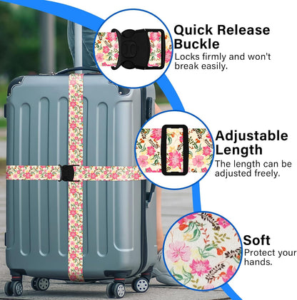 2 Pack Luggage Straps for Suitcases, Adjustable Travel Belt with Double Lock and Quick Release Buckle, Heavy Duty Nylon Bag Packing Strap, Bright Identifiers Business Travel Accessories-Colorful Block - Colors B