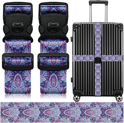2 Pack Luggage Straps for Suitcases, Adjustable Travel Belt with Double Lock and Quick Release Buckle, Heavy Duty Nylon Bag Packing Strap, Bright Identifiers Business Travel Accessories-Colorful Block - Colors B