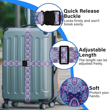 2 Pack Luggage Straps for Suitcases, Adjustable Travel Belt with Double Lock and Quick Release Buckle, Heavy Duty Nylon Bag Packing Strap, Bright Identifiers Business Travel Accessories-Colorful Block - Colors B
