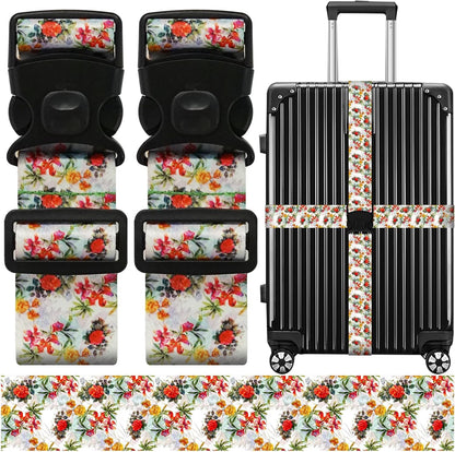 2 Pack Luggage Straps for Suitcases, Adjustable Travel Belt with Double Lock and Quick Release Buckle, Heavy Duty Nylon Bag Packing Strap, Bright Identifiers Business Travel Accessories-Colorful Block - Colors B