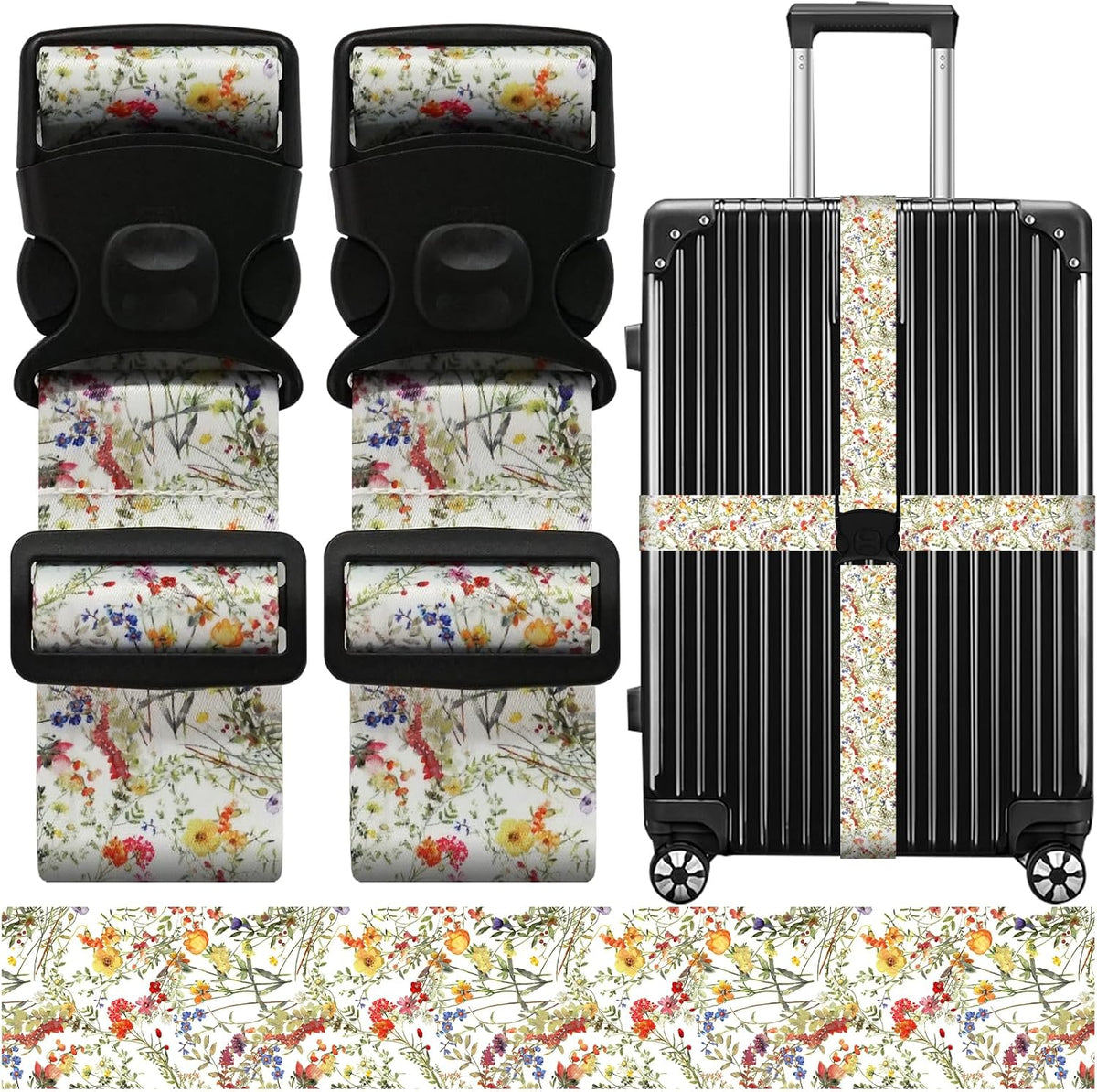 2 Pack Luggage Straps for Suitcases, Adjustable Travel Belt with Double Lock and Quick Release Buckle, Heavy Duty Nylon Bag Packing Strap, Bright Identifiers Business Travel Accessories-Colorful Block - Colors B