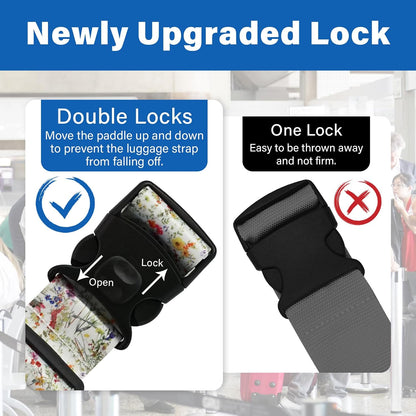 2 Pack Luggage Straps for Suitcases, Adjustable Travel Belt with Double Lock and Quick Release Buckle, Heavy Duty Nylon Bag Packing Strap, Bright Identifiers Business Travel Accessories-Colorful Block - Colors B