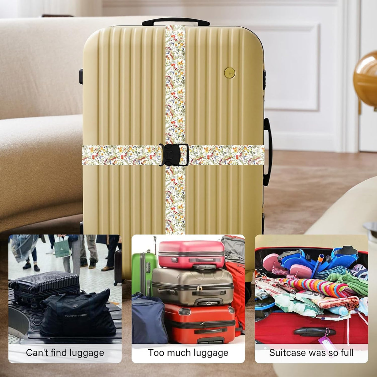 2 Pack Luggage Straps for Suitcases, Adjustable Travel Belt with Double Lock and Quick Release Buckle, Heavy Duty Nylon Bag Packing Strap, Bright Identifiers Business Travel Accessories-Colorful Block - Colors B