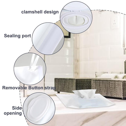 Reusable Wipes Pouch 2 Pack Portable Refillable Wipe Container, Waterproof and Dustproof Travel Wipes Case Baby Wipe Holder Refillable for Travel (White & Gray)