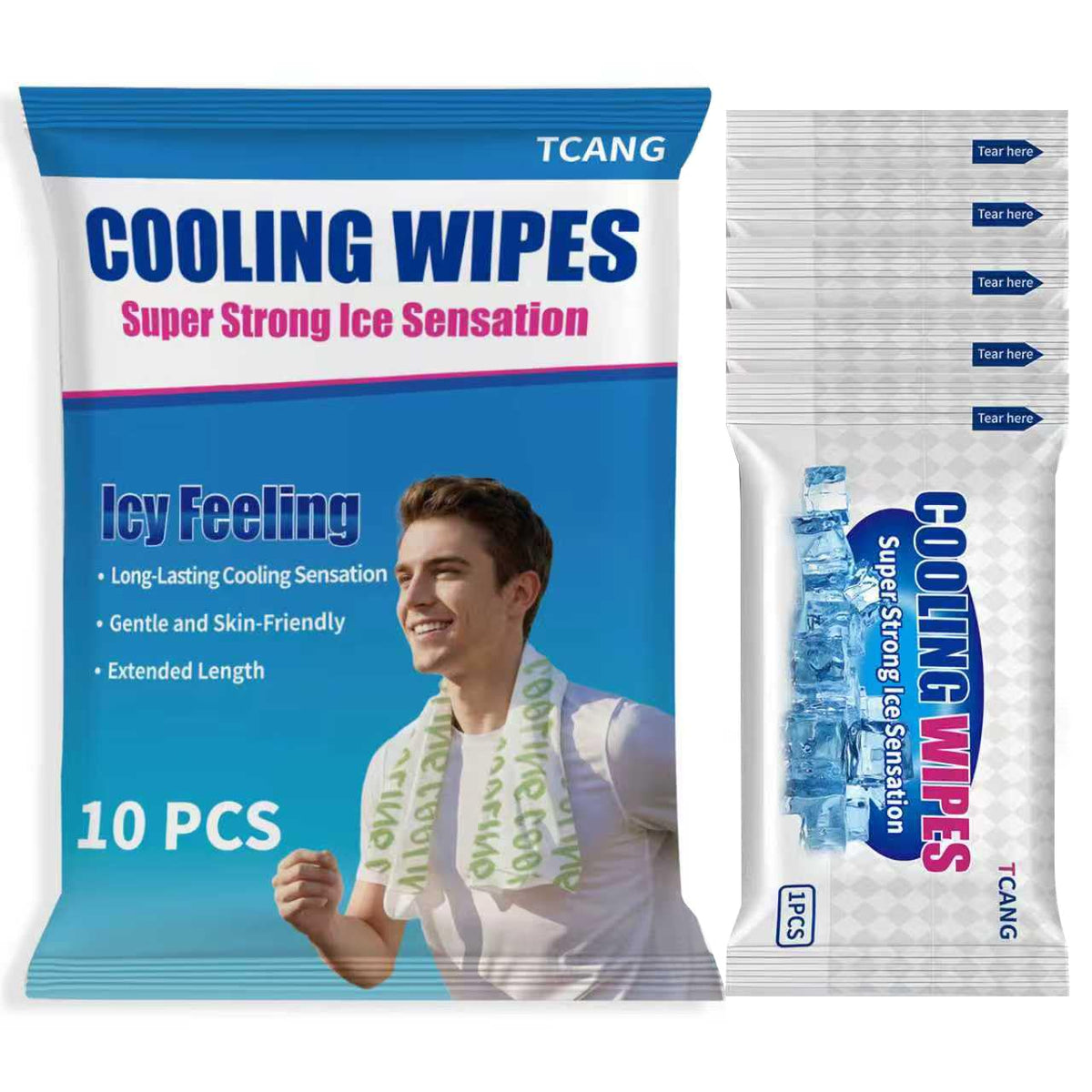 30 Pack Disposable Cooling Wipes, Individually Wrapped No-Rinse Cooling Towels, (25''x 9.84'') Extra-Thick Oversized Ice Towel for Sports, Travel, and Camping in Hot Weather (White)