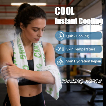 30 Pack Disposable Cooling Wipes, Individually Wrapped No-Rinse Cooling Towels, (25''x 9.84'') Extra-Thick Oversized Ice Towel for Sports, Travel, and Camping in Hot Weather (White)