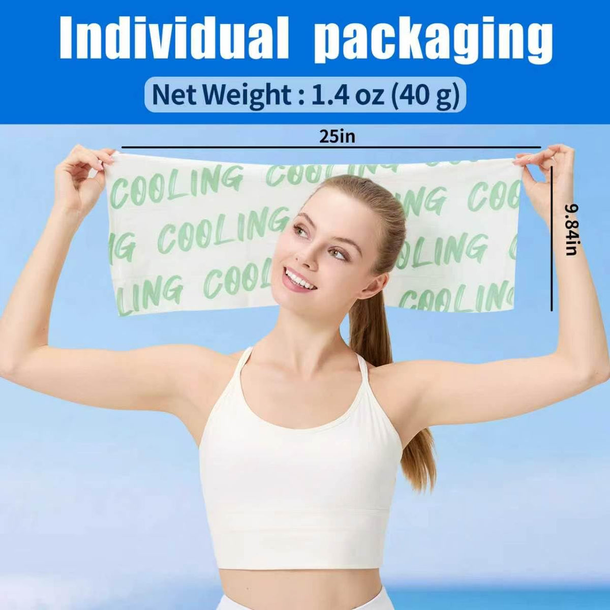 30 Pack Disposable Cooling Wipes, Individually Wrapped No-Rinse Cooling Towels, (25''x 9.84'') Extra-Thick Oversized Ice Towel for Sports, Travel, and Camping in Hot Weather (White)