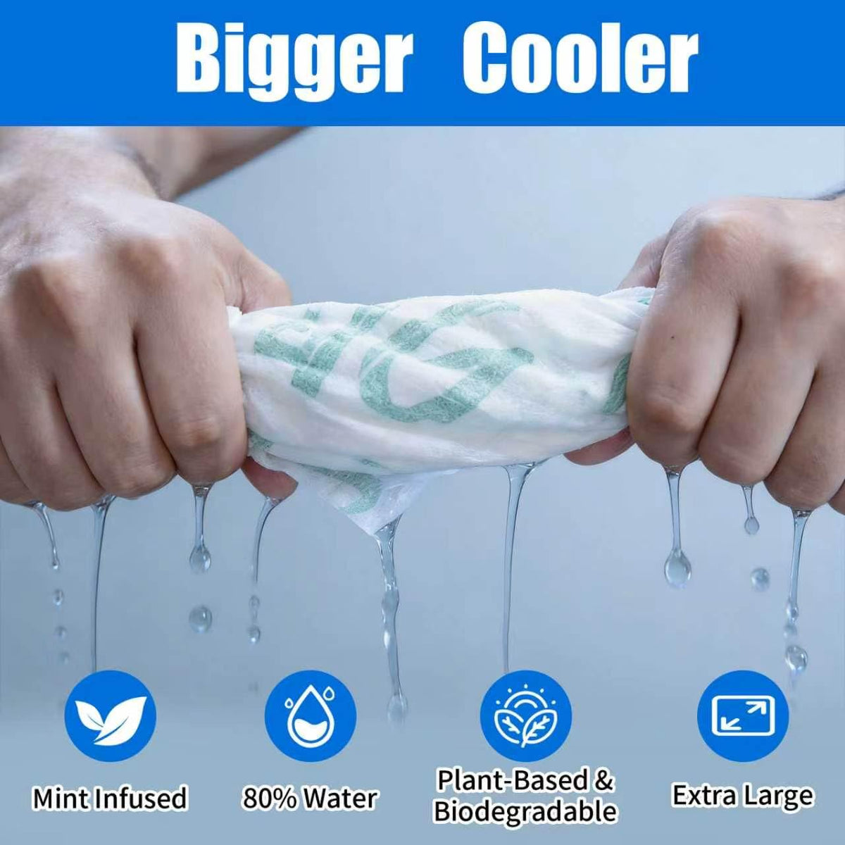 30 Pack Disposable Cooling Wipes, Individually Wrapped No-Rinse Cooling Towels, (25''x 9.84'') Extra-Thick Oversized Ice Towel for Sports, Travel, and Camping in Hot Weather (White)