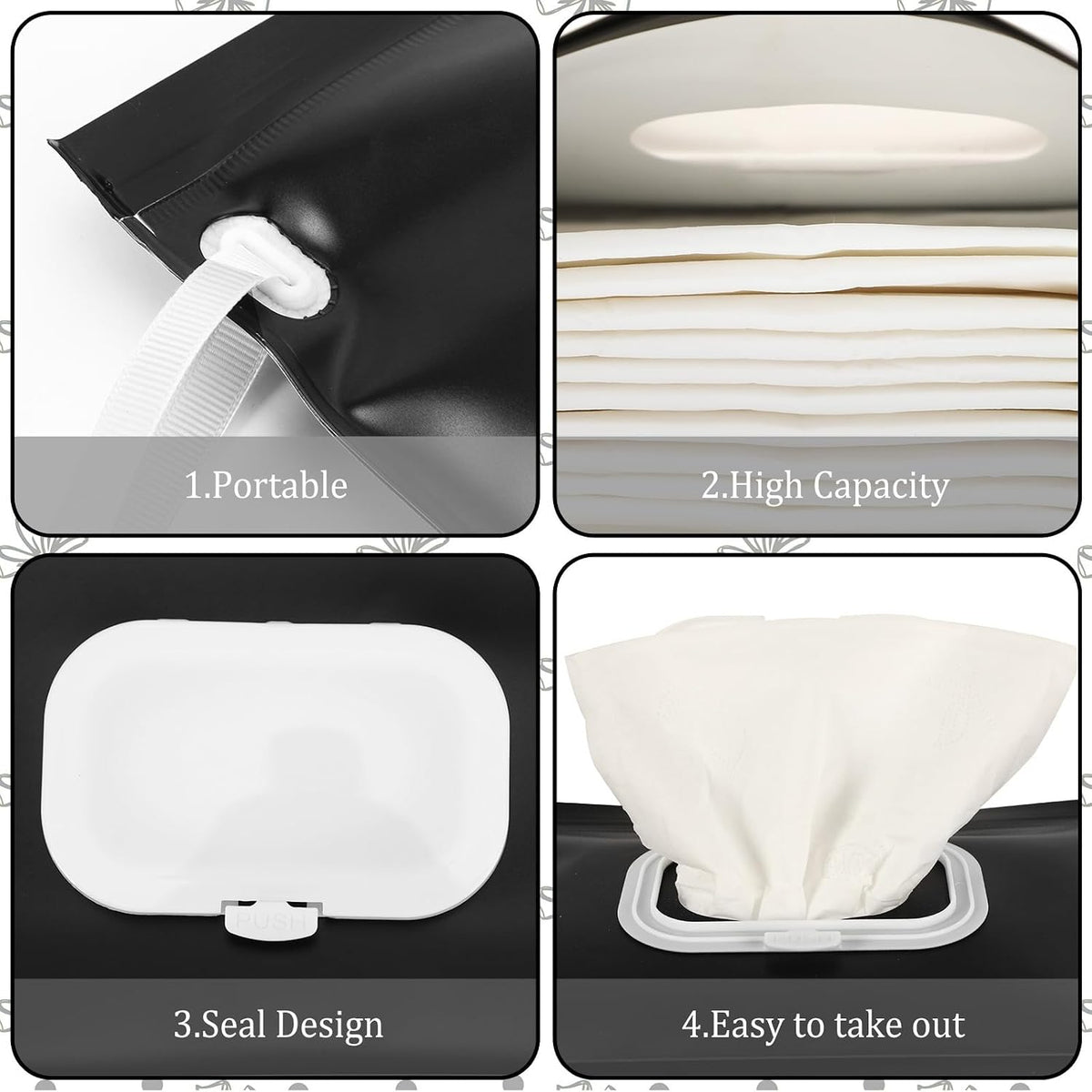 FEBSNOW 2 Pack Baby Wipe Dispenser, Reusable Portable Travel Wipe Holder