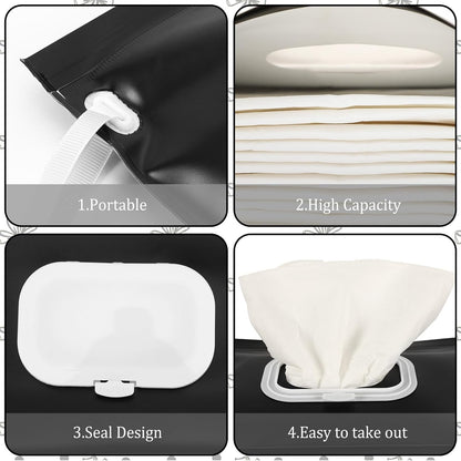 FEBSNOW 2 Pack Baby Wipe Dispenser, Reusable Portable Travel Wipe Holder