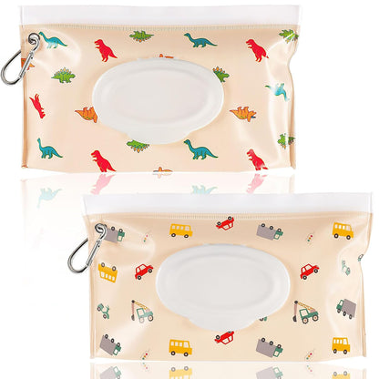 FEBSNOW 2 Pack Baby Wipe Dispenser, Reusable Portable Travel Wipe Holder