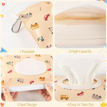 FEBSNOW 2 Pack Baby Wipe Dispenser, Reusable Portable Travel Wipe Holder