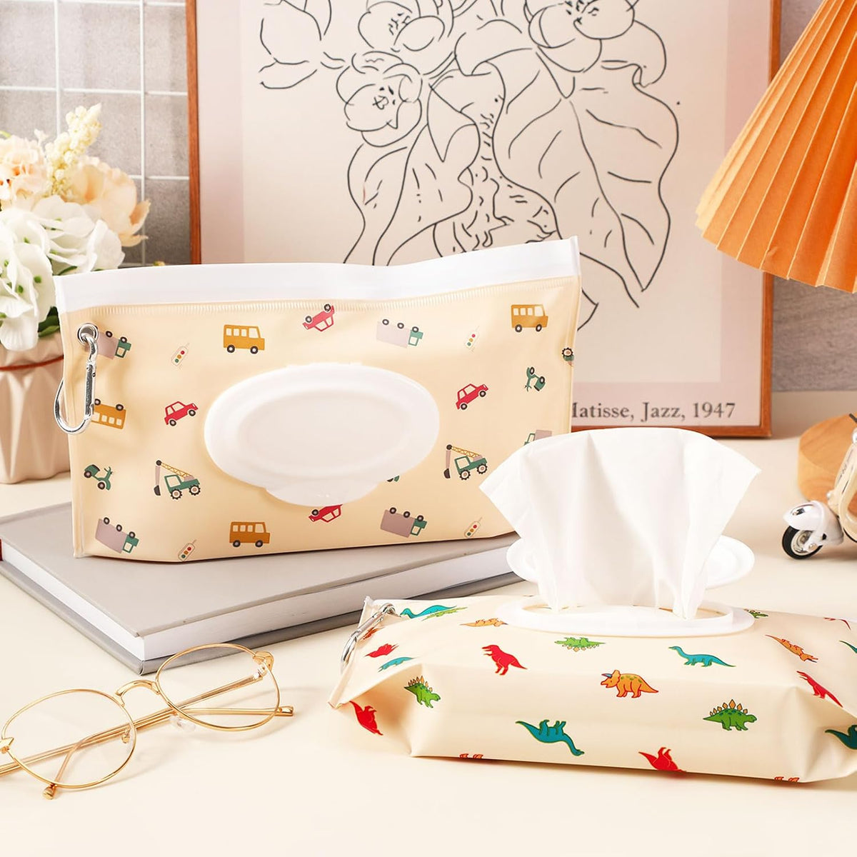 FEBSNOW 2 Pack Baby Wipe Dispenser, Reusable Portable Travel Wipe Holder