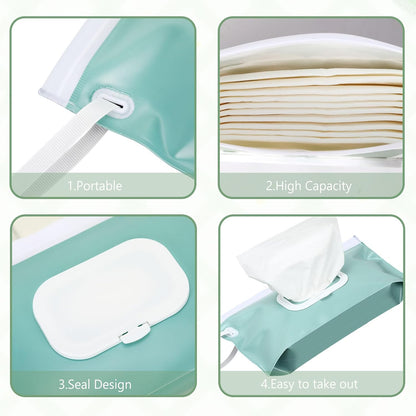 FEBSNOW 2 Pack Baby Wipe Dispenser, Reusable Portable Travel Wipe Holder