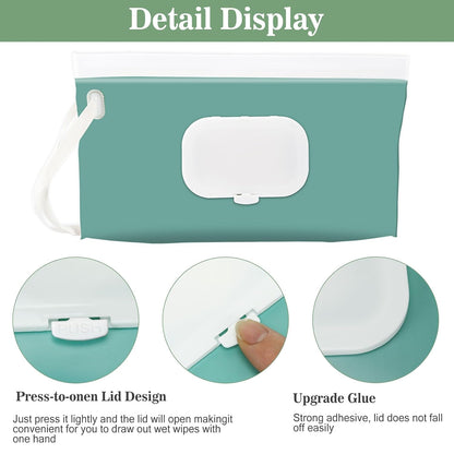 FEBSNOW 2 Pack Baby Wipe Dispenser, Reusable Portable Travel Wipe Holder
