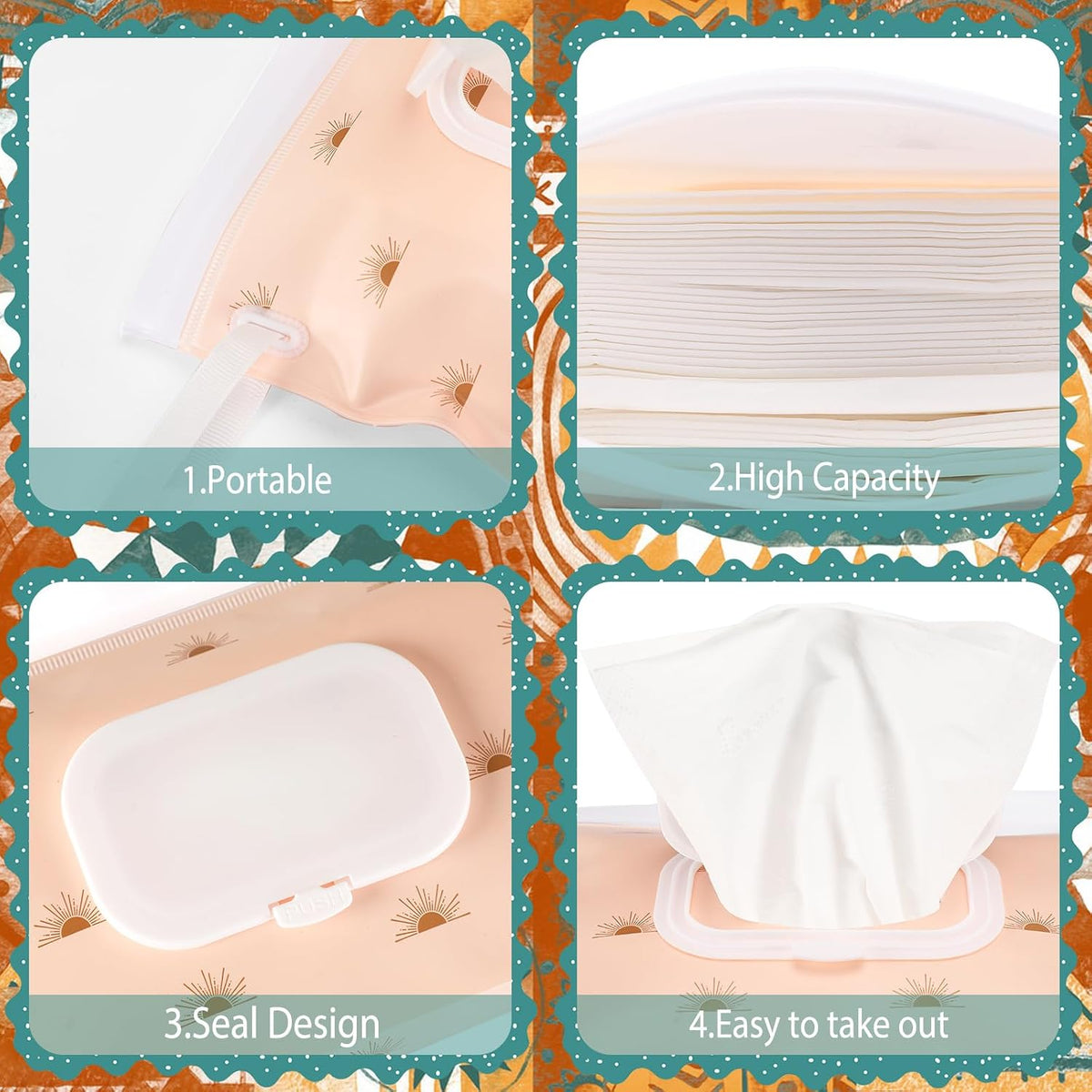 FEBSNOW 2 Pack Baby Wipe Dispenser, Reusable Portable Travel Wipe Holder