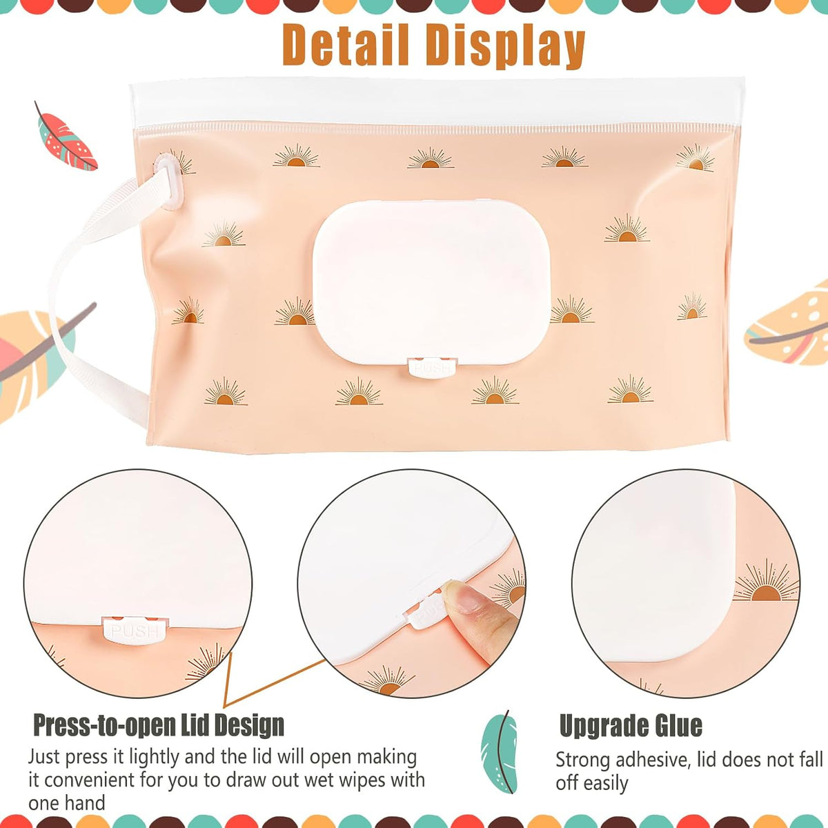 FEBSNOW 2 Pack Baby Wipe Dispenser, Reusable Portable Travel Wipe Holder