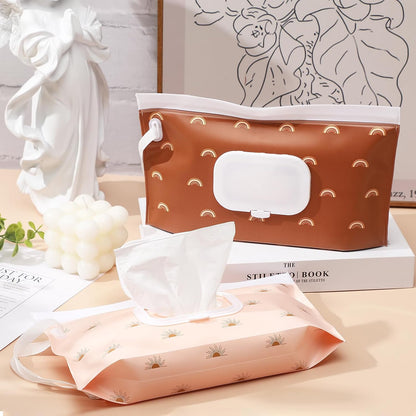 FEBSNOW 2 Pack Baby Wipe Dispenser, Reusable Portable Travel Wipe Holder