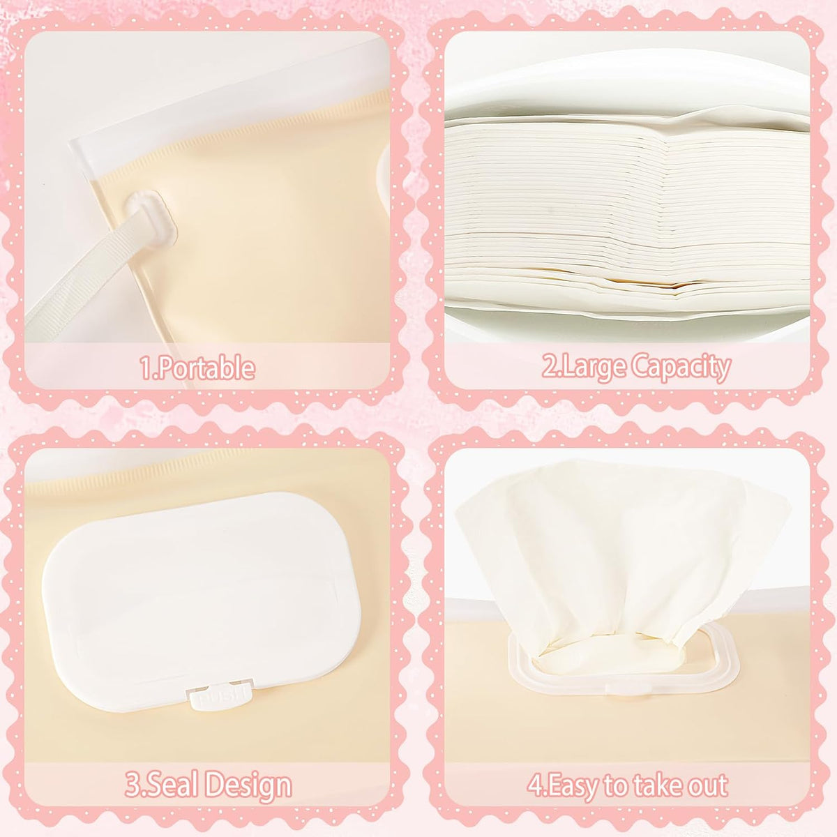 FEBSNOW 2 Pack Baby Wipe Dispenser, Reusable Portable Travel Wipe Holder