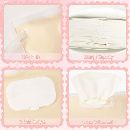 FEBSNOW 2 Pack Baby Wipe Dispenser, Reusable Portable Travel Wipe Holder