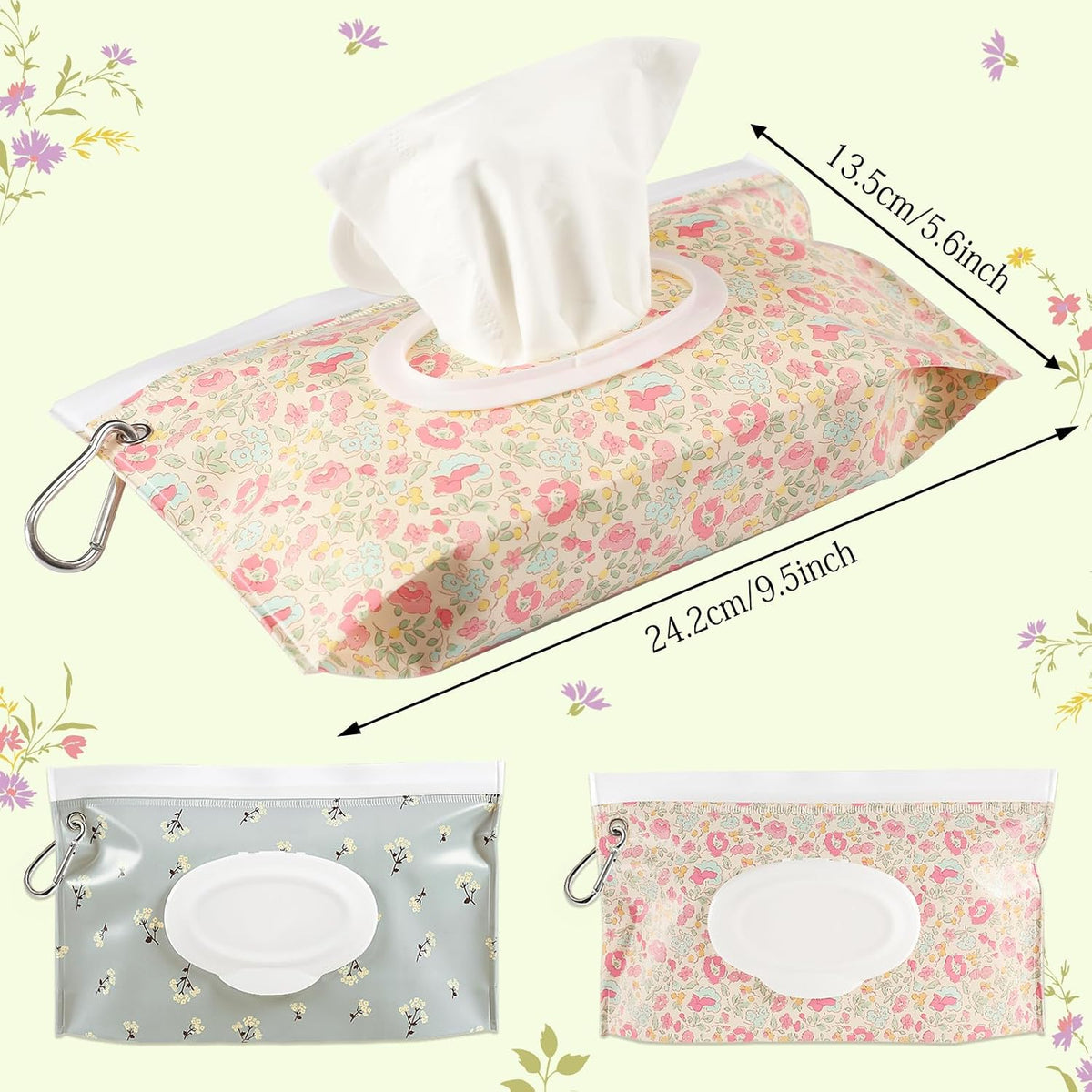 FEBSNOW 2 Pack Baby Wipe Dispenser, Reusable Portable Travel Wipe Holder