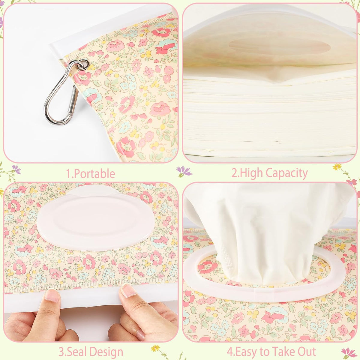 FEBSNOW 2 Pack Baby Wipe Dispenser, Reusable Portable Travel Wipe Holder