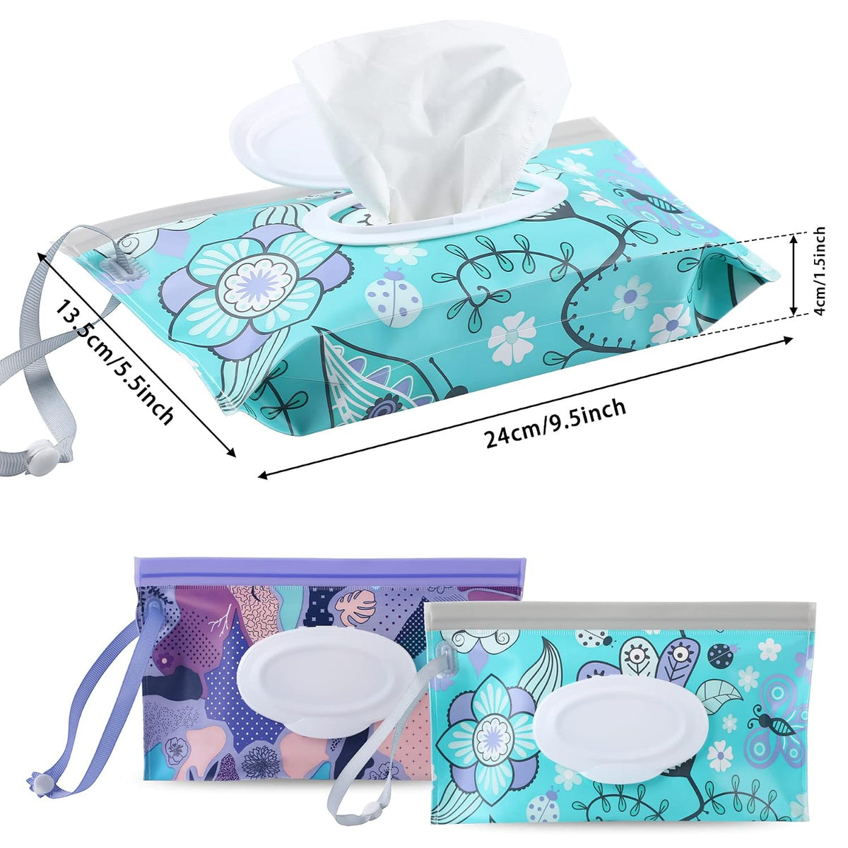 FEBSNOW 2 Pack Baby Wipe Dispenser, Reusable Portable Travel Wipe Holder