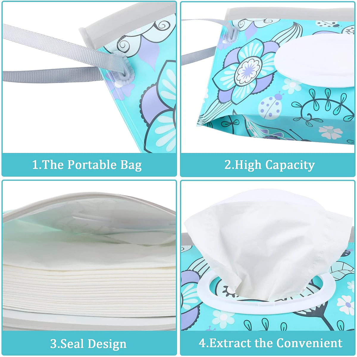 FEBSNOW 2 Pack Baby Wipe Dispenser, Reusable Portable Travel Wipe Holder