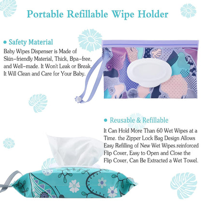 FEBSNOW 2 Pack Baby Wipe Dispenser, Reusable Portable Travel Wipe Holder