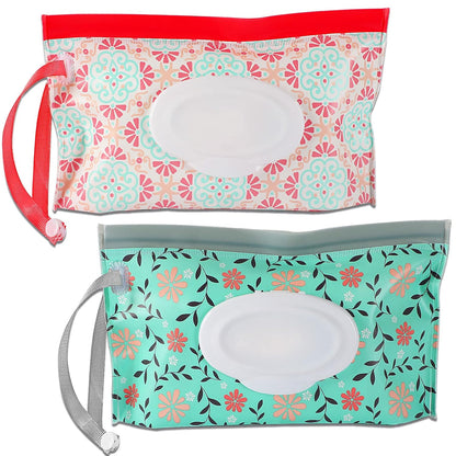 FEBSNOW 2 Pack Baby Wipe Dispenser, Reusable Portable Travel Wipe Holder