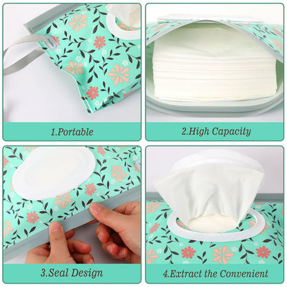 FEBSNOW 2 Pack Baby Wipe Dispenser, Reusable Portable Travel Wipe Holder