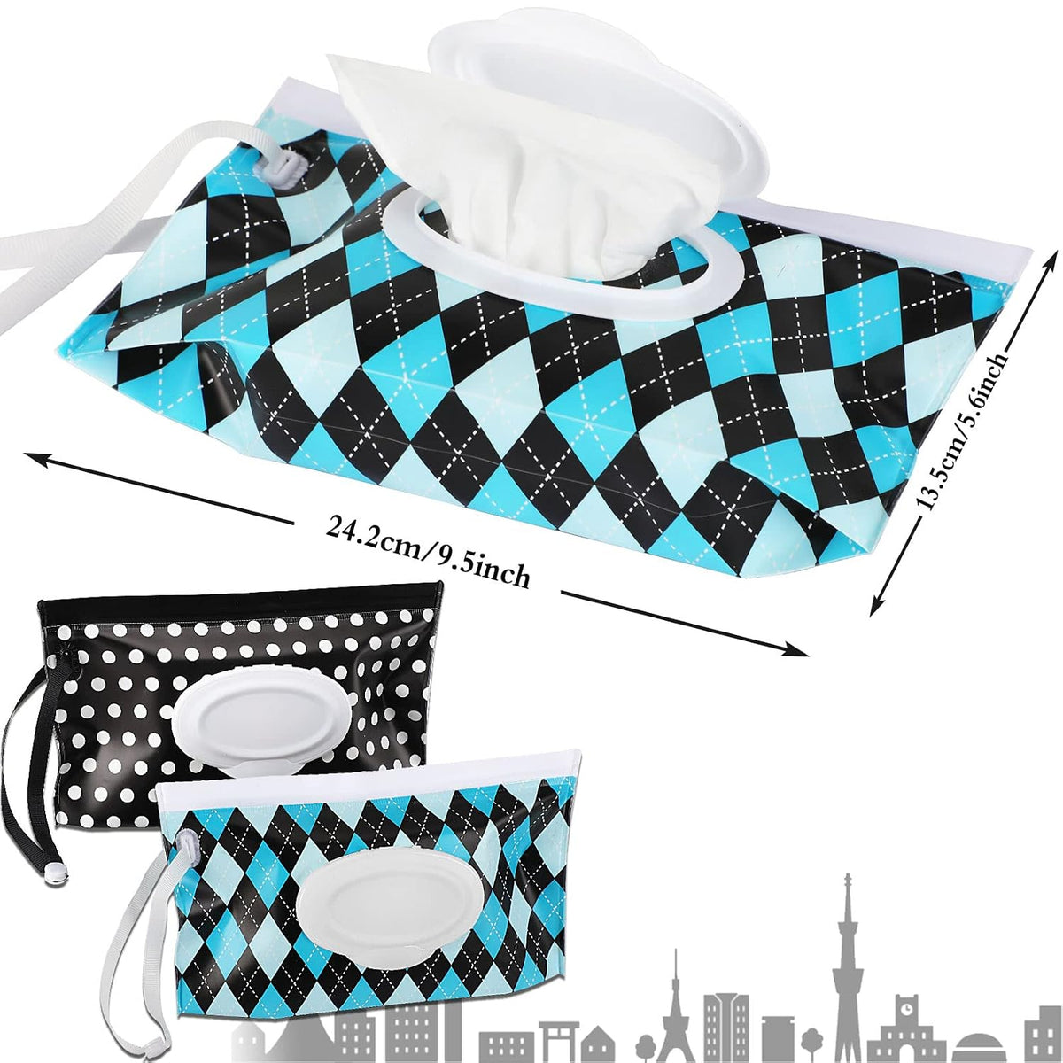FEBSNOW 2 Pack Baby Wipe Dispenser, Reusable Portable Travel Wipe Holder