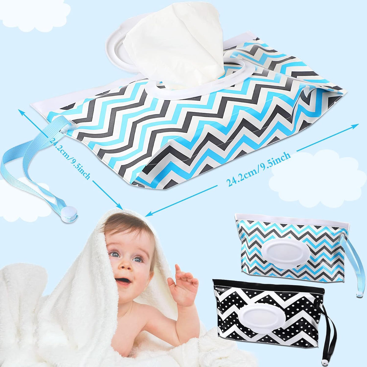 FEBSNOW 2 Pack Baby Wipe Dispenser, Reusable Portable Travel Wipe Holder