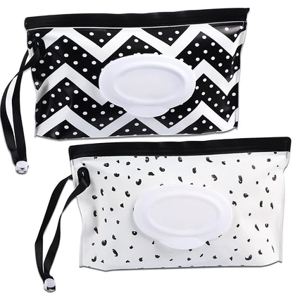 FEBSNOW 2 Pack Baby Wipe Dispenser, Reusable Portable Travel Wipe Holder