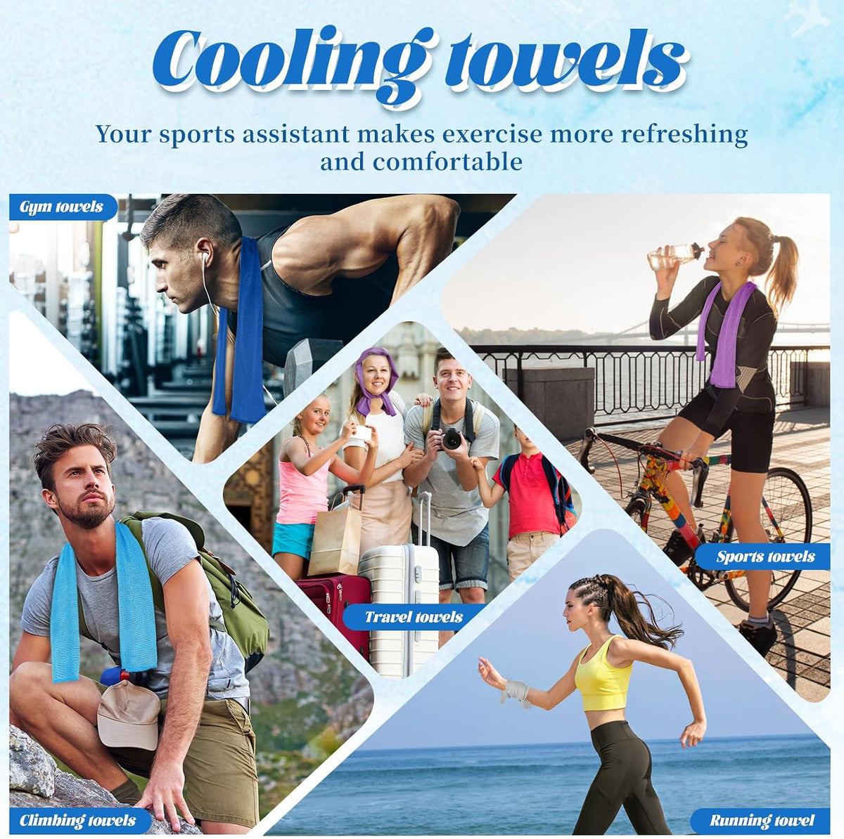 4 Packs Soft Breathable Cooling Towels for Neck and Face(40"x12")