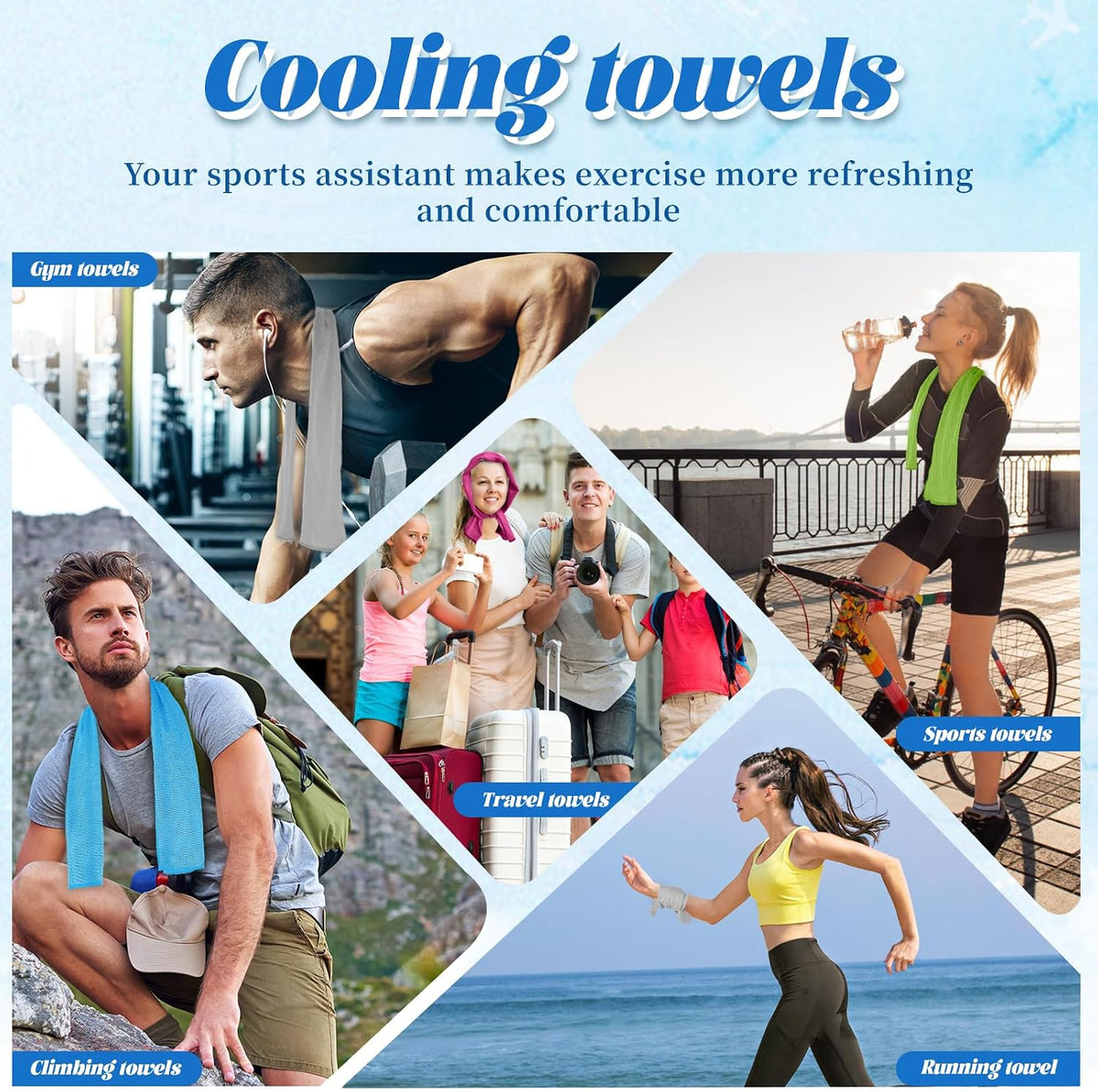 4 Packs Soft Breathable Cooling Towels for Neck and Face(40"x12")