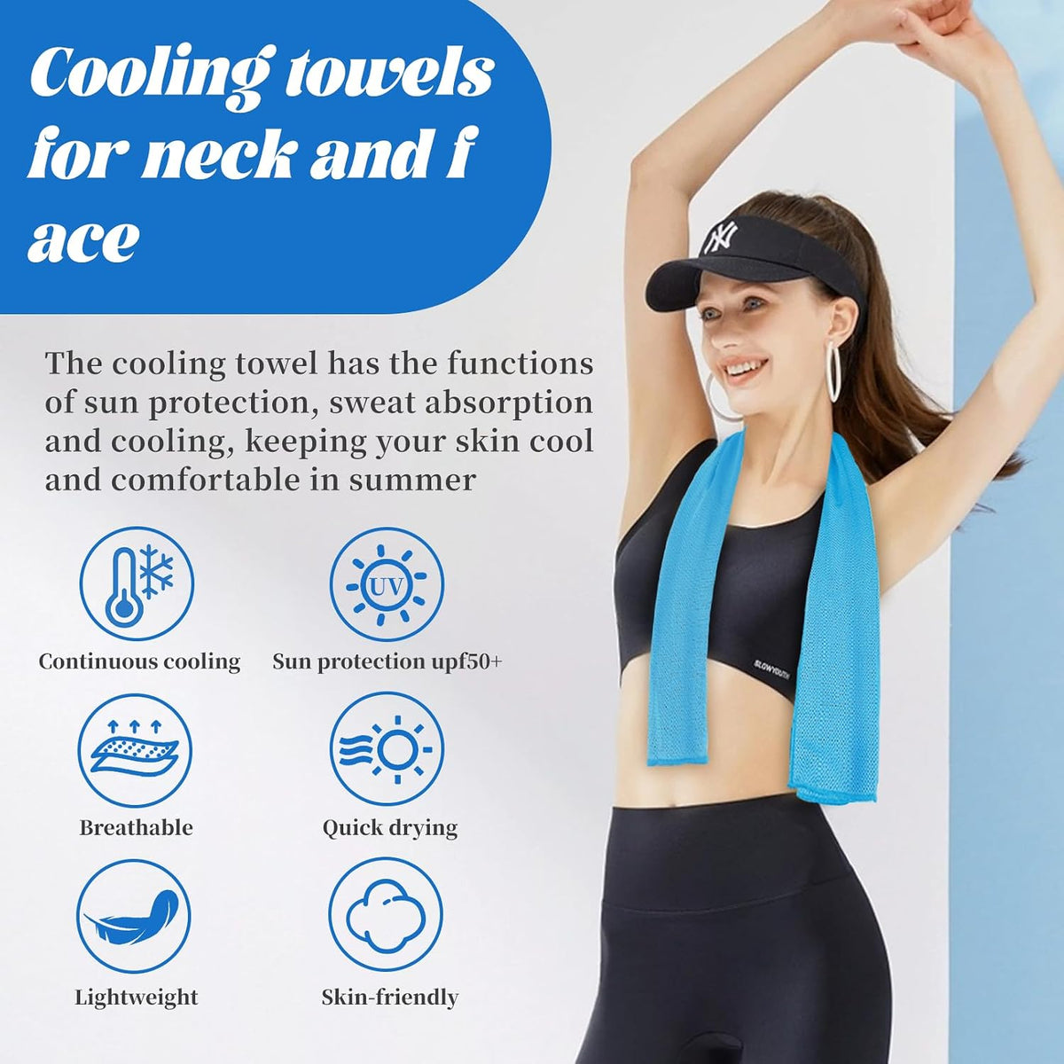 4 Packs Soft Breathable Cooling Towels for Neck and Face(40"x12")