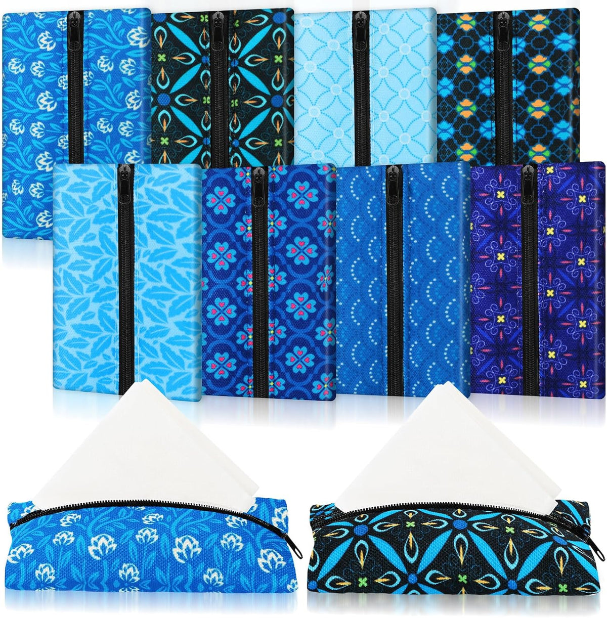 8 Pcs Pocket Tissue Holder Purse Travel Tissue Holder Zipper Enclosed
