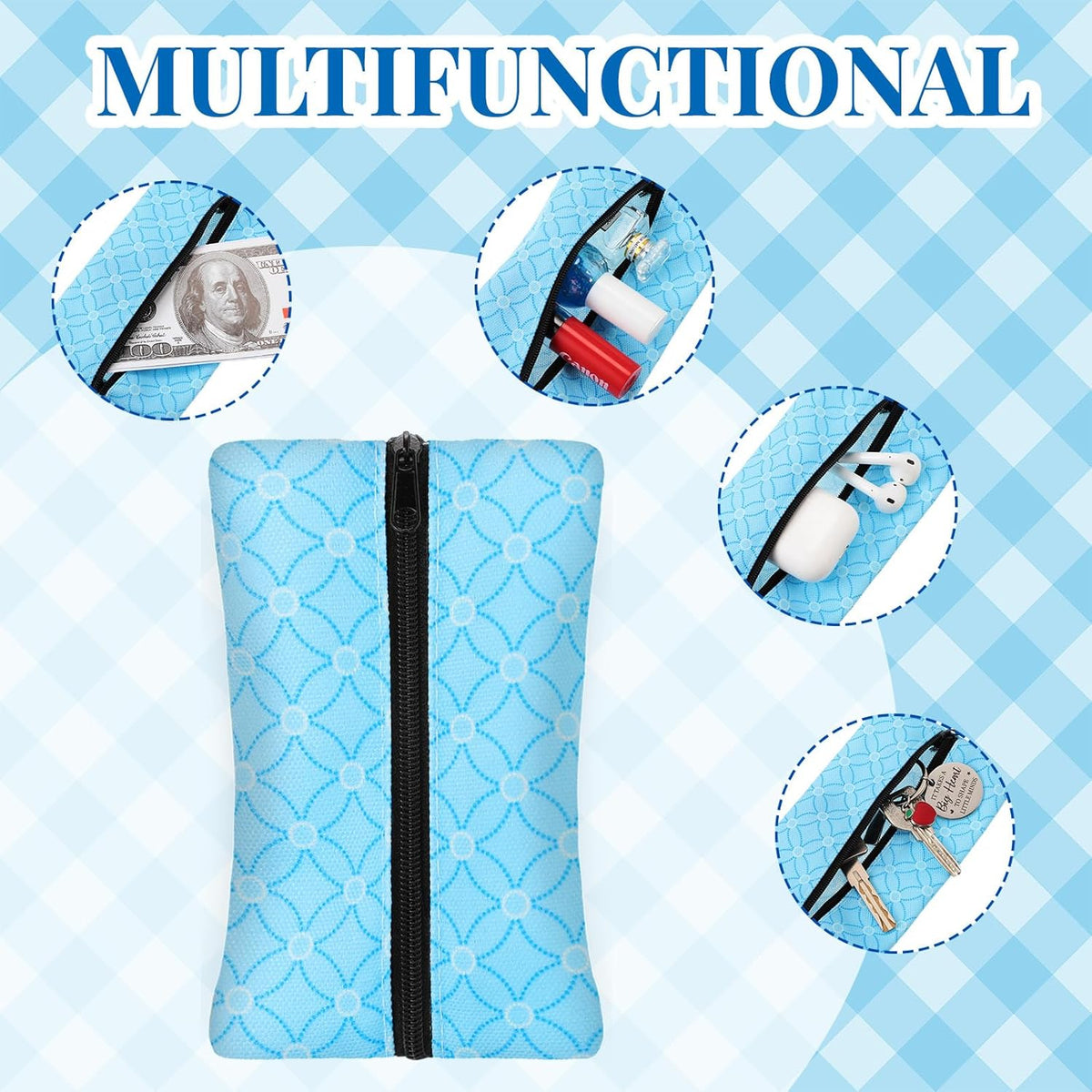 8 Pcs Pocket Tissue Holder Purse Travel Tissue Holder Zipper Enclosed