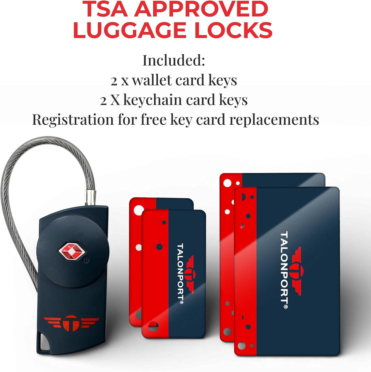 Keyless TSA Approved Suitcase Luggage Locks, Blue