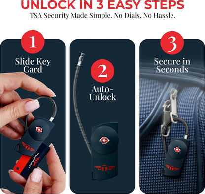 Keyless TSA Approved Suitcase Luggage Locks, Blue