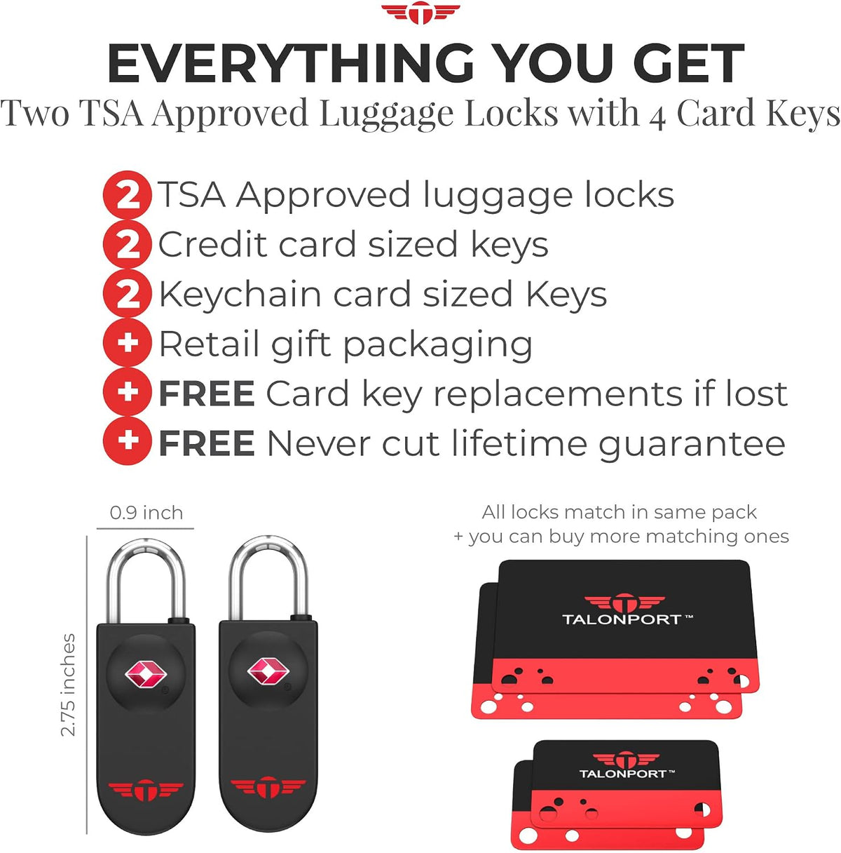 Keyless TSA Approved Suitcase Luggage Locks, Blue