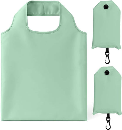 2 Pack Foldable Shopping Bag, Reusable Grocery Tote Bag, Green A