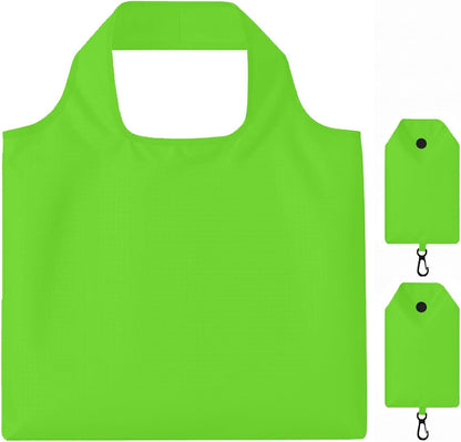 2 Pack Foldable Shopping Bag, Reusable Grocery Tote Bag, Green A