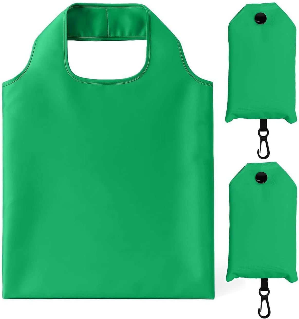 2 Pack Foldable Shopping Bag, Reusable Grocery Tote Bag, Green A