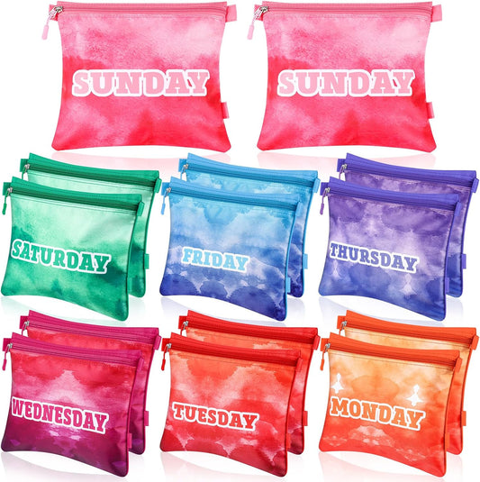 14 Pcs Packing Cubes for Travel Kids Day of Week Compression Packing Bags Colorful Luggage Suitcase Organizers Bag for Travel(Gradient)